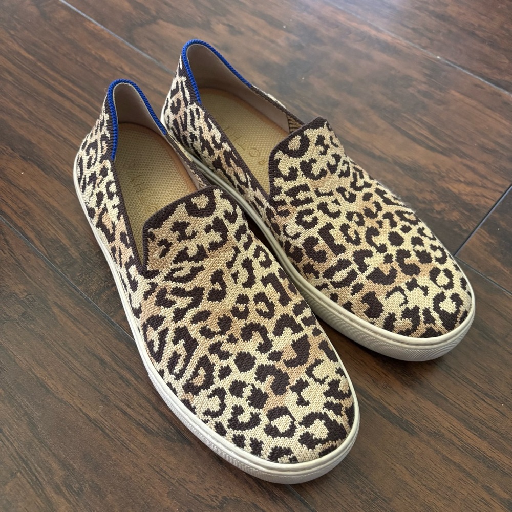 Rothy's The Sneaker Camo Cat Leopard Print Slip On Shoes Size 8.5